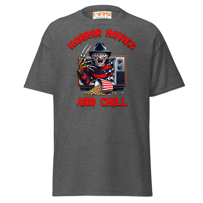 Horror Movies and Chill T-Shirt - Dark Heather - T-Shirts Online