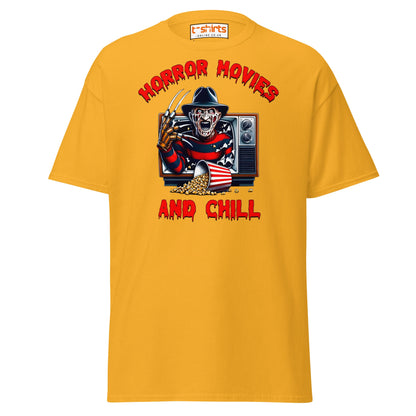 Horror Movies and Chill T-Shirt - Gold - T-Shirts Online