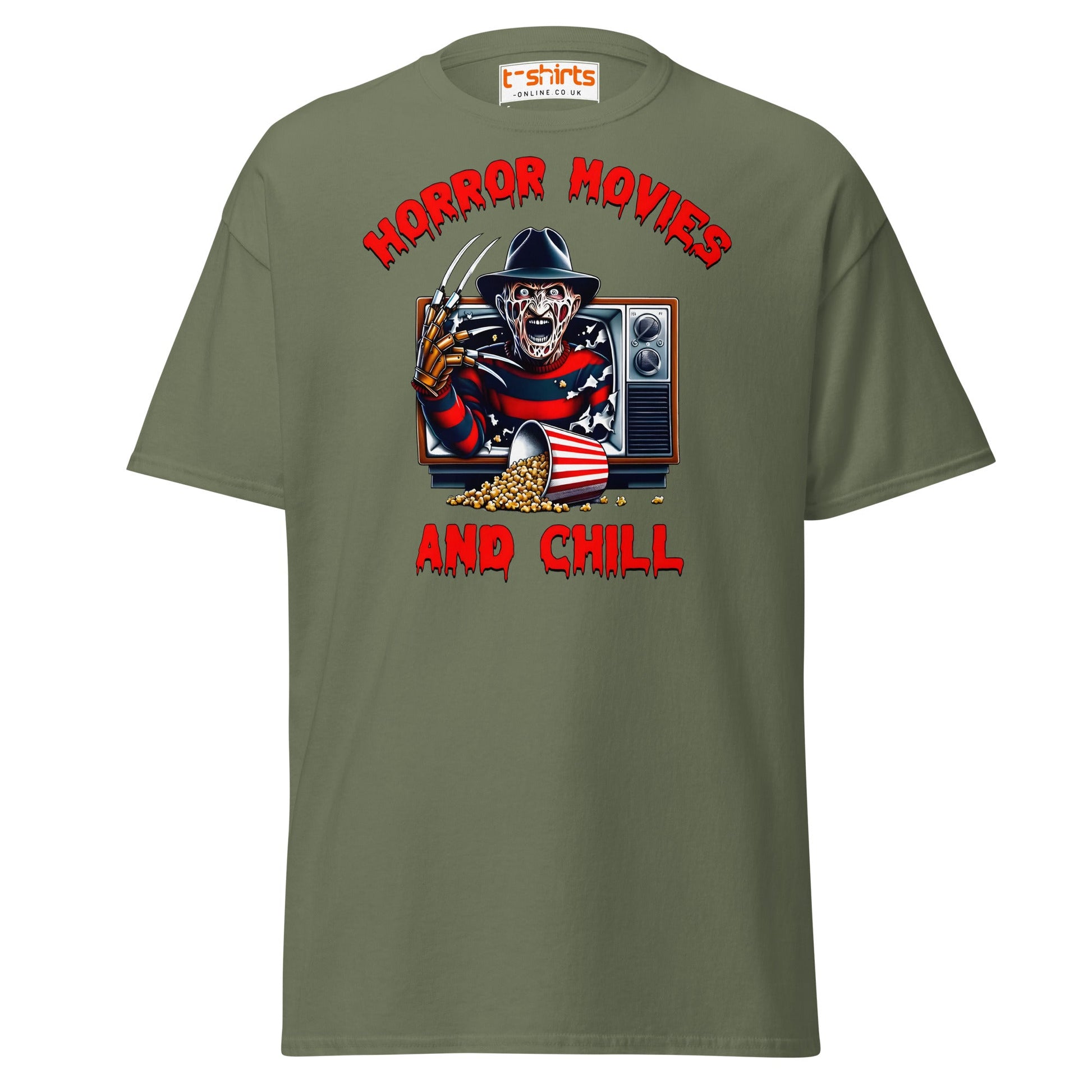 Horror Movies and Chill T-Shirt - Military Green - T-Shirts Online