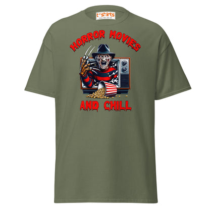 Horror Movies and Chill T-Shirt - Military Green - T-Shirts Online