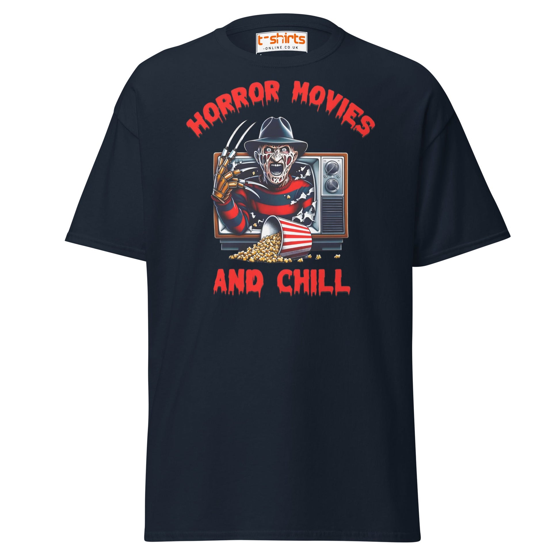 Horror Movies and Chill T-Shirt - Navy - T-Shirts Online