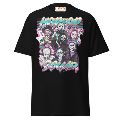 Horror Squad T-Shirt | Retro Neon Killer Crew Tee - Black - T-Shirts Online