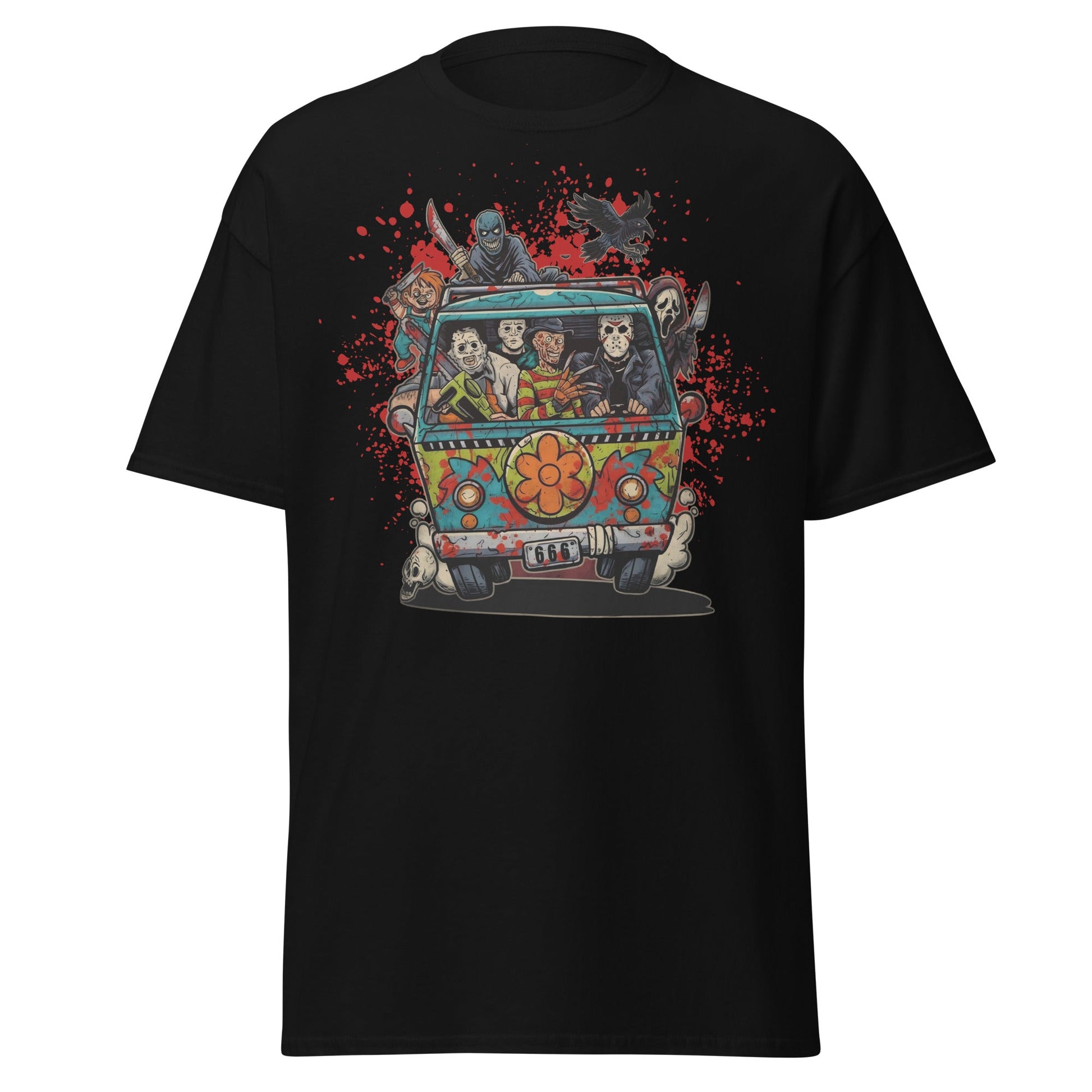 Horror Villains Mystery Machine Parody T-Shirt - Black - T-Shirts Online