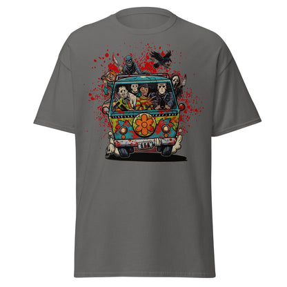 Horror Villains Mystery Machine Parody T-Shirt - Charcoal - T-Shirts Online