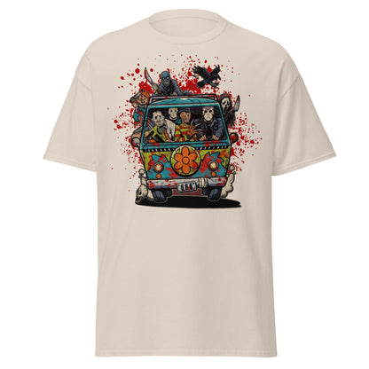 Horror Villains Mystery Machine Parody T-Shirt - Natural - T-Shirts Online