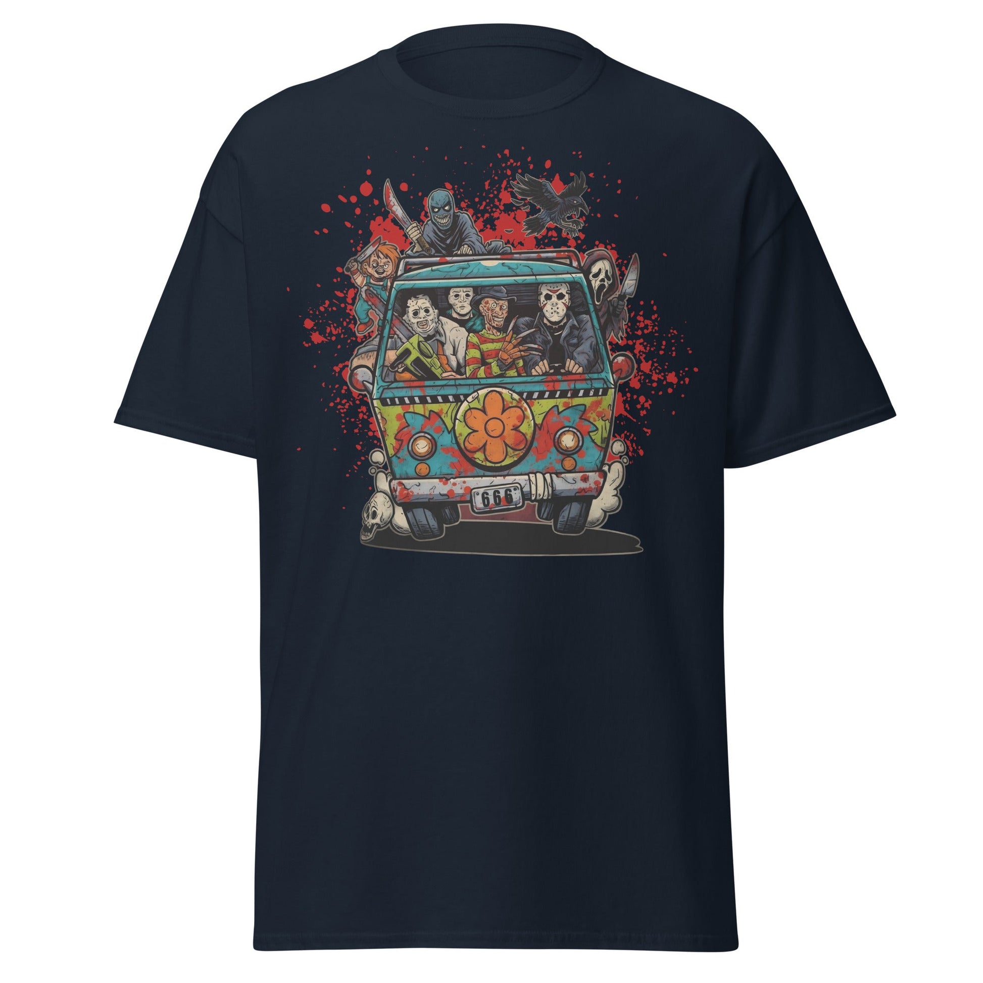 Horror Villains Mystery Machine Parody T-Shirt - Navy - T-Shirts Online
