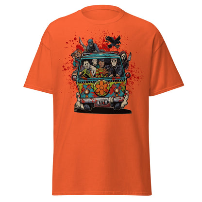 Horror Villains Mystery Machine Parody T-Shirt - Orange - T-Shirts Online