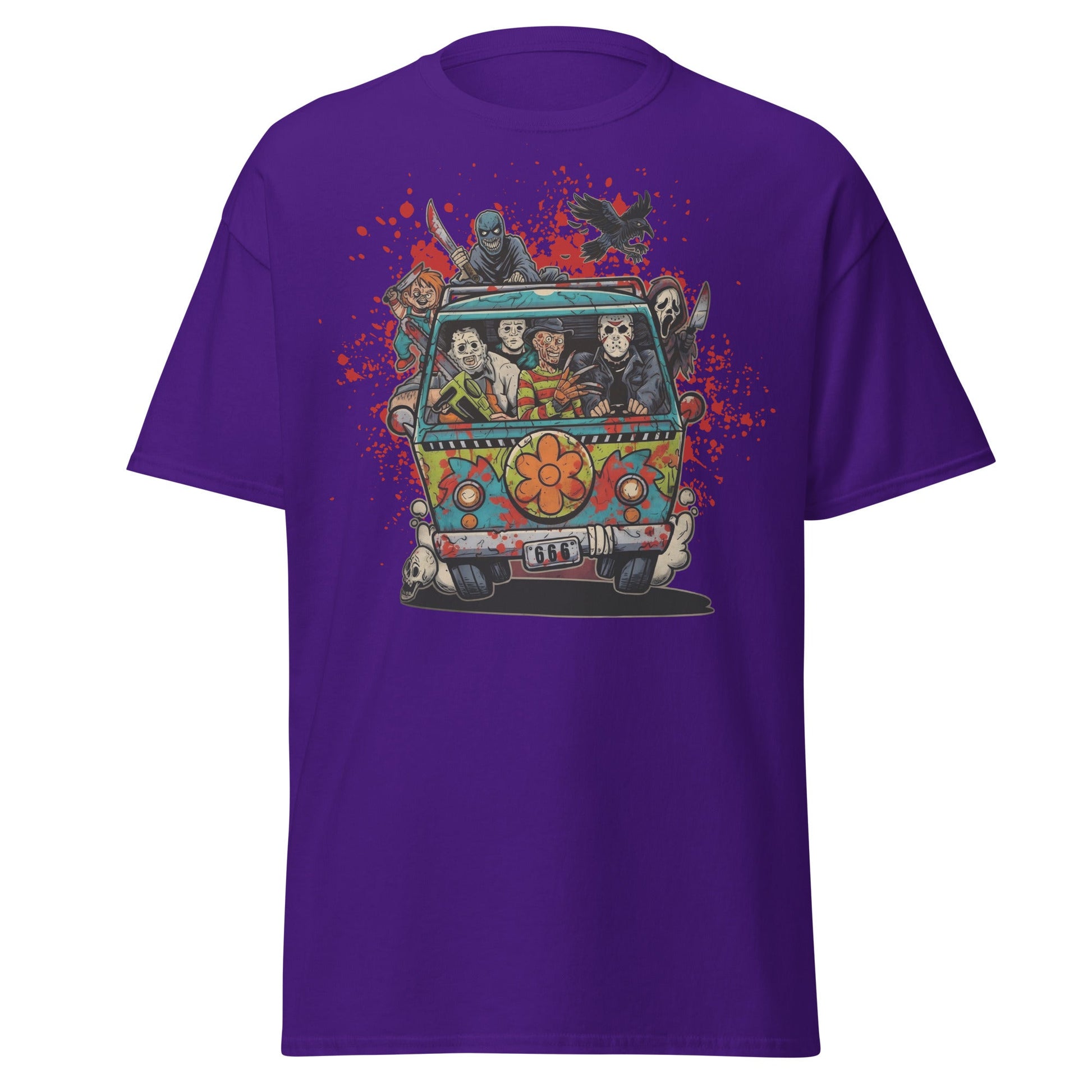 Horror Villains Mystery Machine Parody T-Shirt - Purple - T-Shirts Online