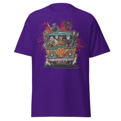 Horror Villains Mystery Machine Parody T-Shirt - Purple - T-Shirts Online