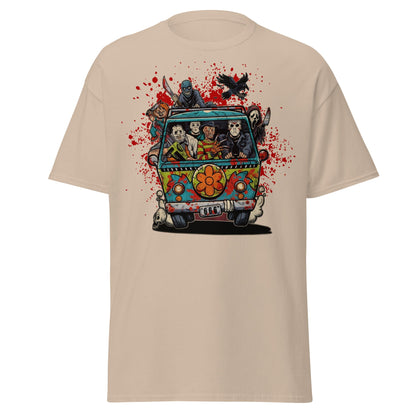 Horror Villains Mystery Machine Parody T-Shirt - Sand - T-Shirts Online