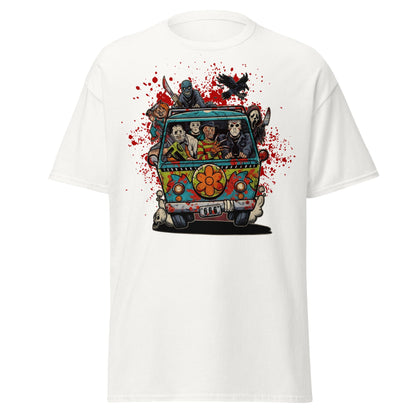 Horror Villains Mystery Machine Parody T-Shirt - White - T-Shirts Online
