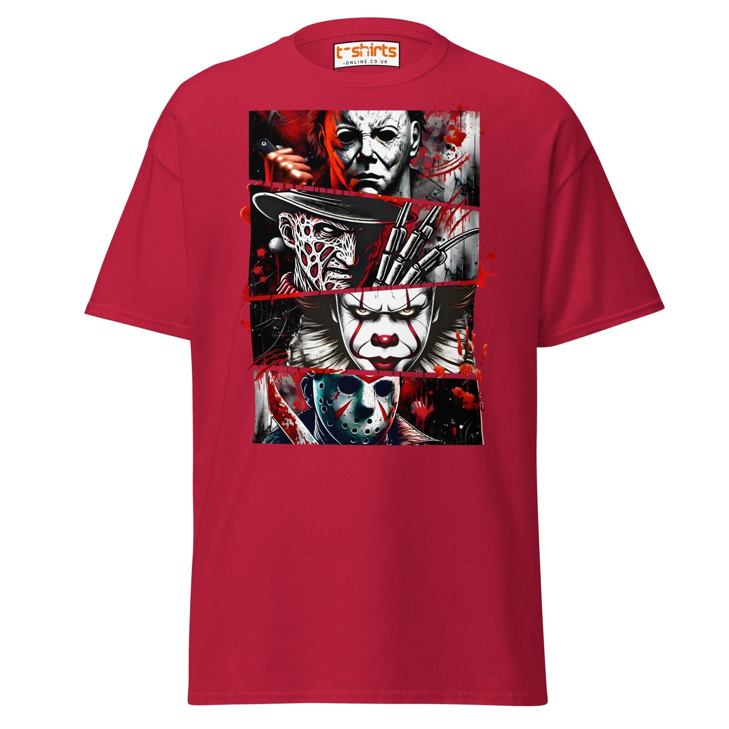 Horror Villains T-Shirt | Scary Slasher Tribute Tee - Cardinal - T-Shirts Online
