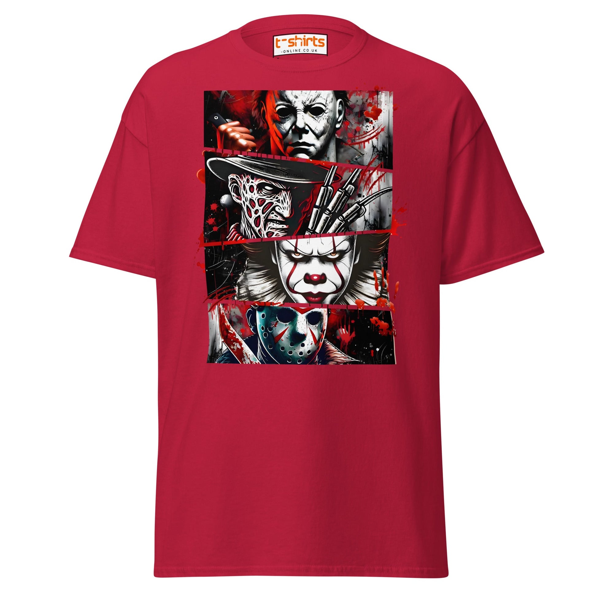 Horror Villains T-Shirt | Scary Slasher Tribute Tee - Cardinal - T-Shirts Online
