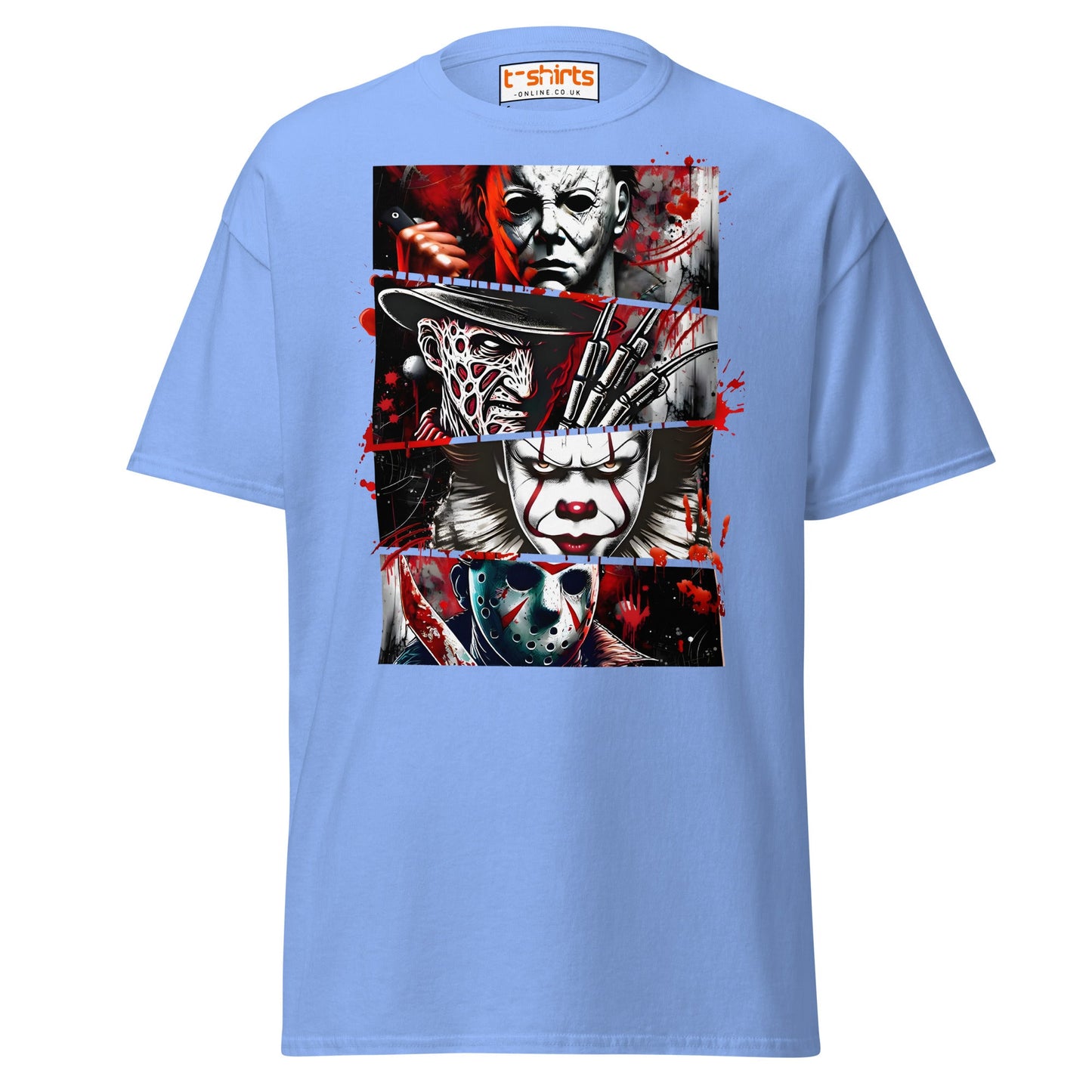 Horror Villains T-Shirt | Scary Slasher Tribute Tee - Carolina Blue - T-Shirts Online