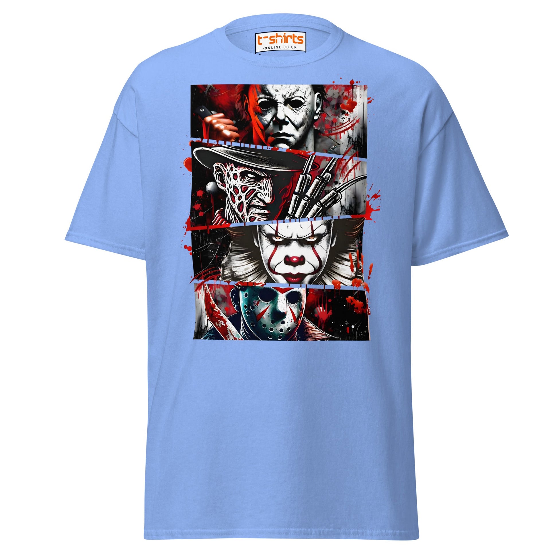 Horror Villains T-Shirt | Scary Slasher Tribute Tee - Carolina Blue - T-Shirts Online