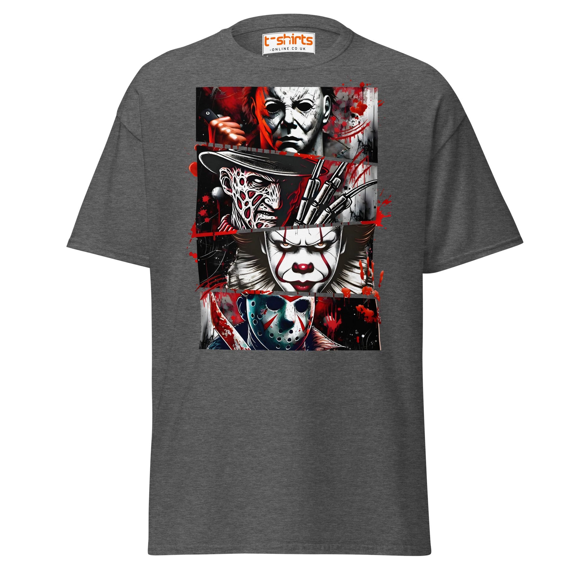 Horror Villains T-Shirt | Scary Slasher Tribute Tee - Dark Heather - T-Shirts Online