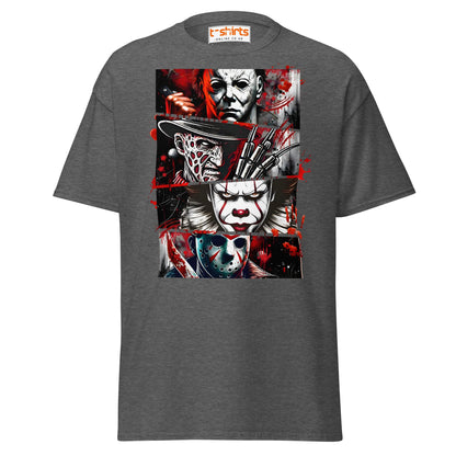 Horror Villains T-Shirt | Scary Slasher Tribute Tee - Dark Heather - T-Shirts Online