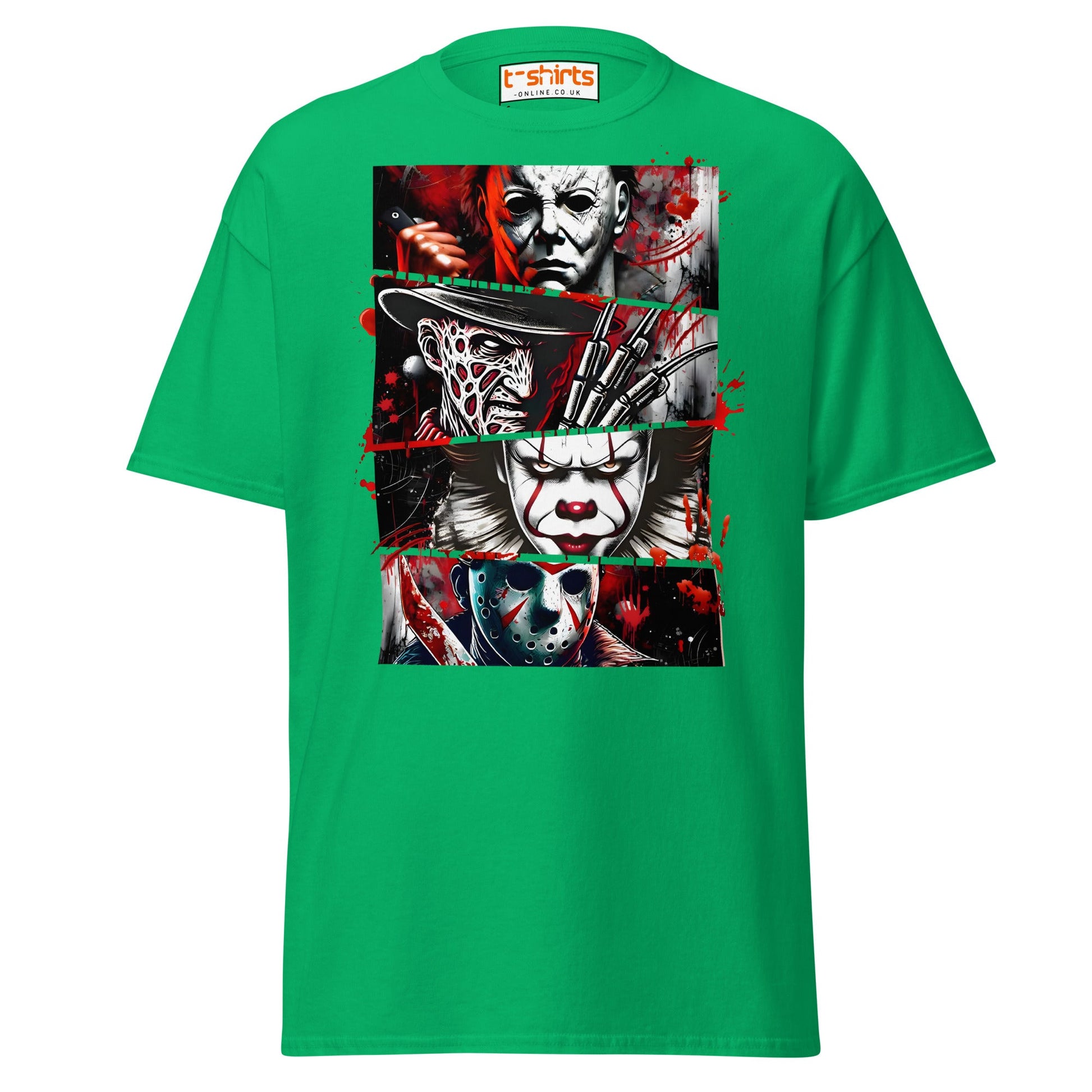 Horror Villains T-Shirt | Scary Slasher Tribute Tee - Irish Green - T-Shirts Online