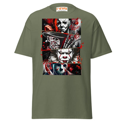 Horror Villains T-Shirt | Scary Slasher Tribute Tee - Military Green - T-Shirts Online