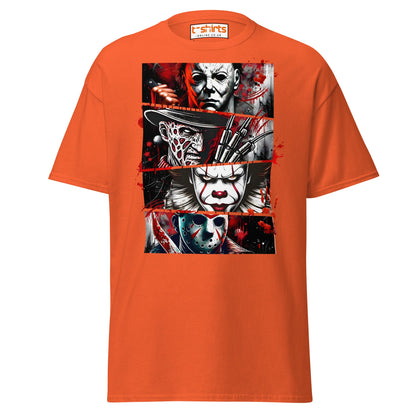 Horror Villains T-Shirt | Scary Slasher Tribute Tee - Orange - T-Shirts Online