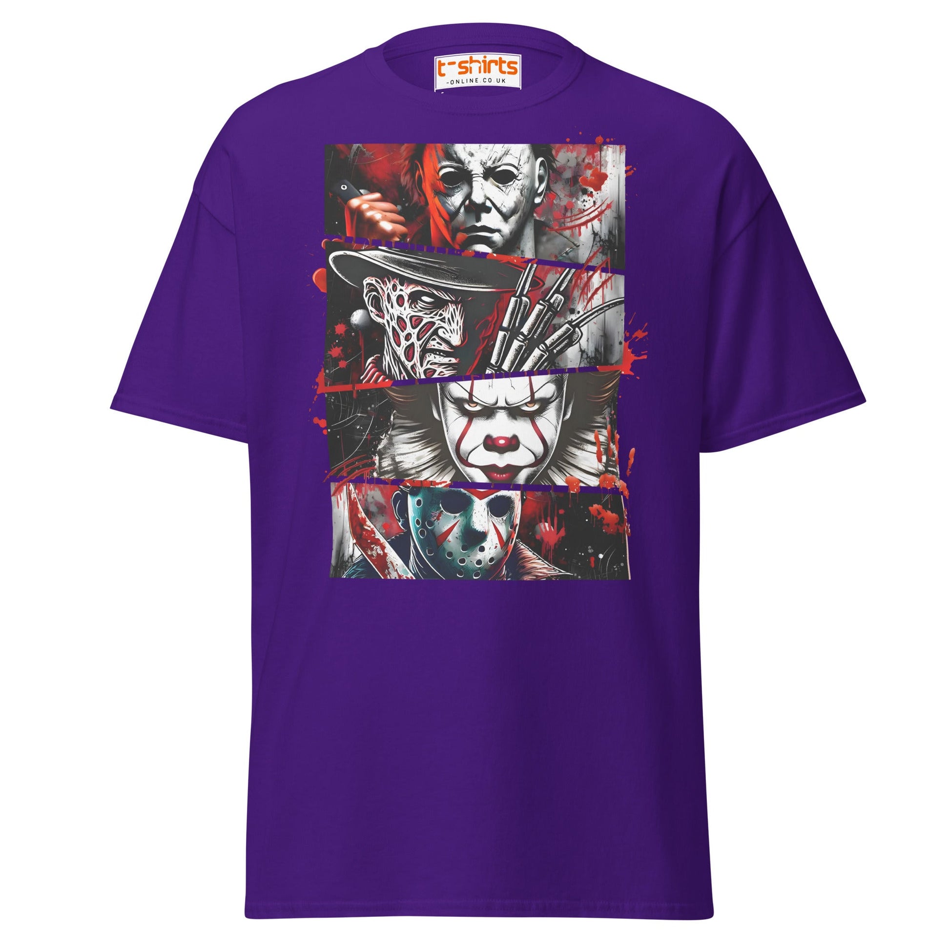 Horror Villains T-Shirt | Scary Slasher Tribute Tee - Purple - T-Shirts Online