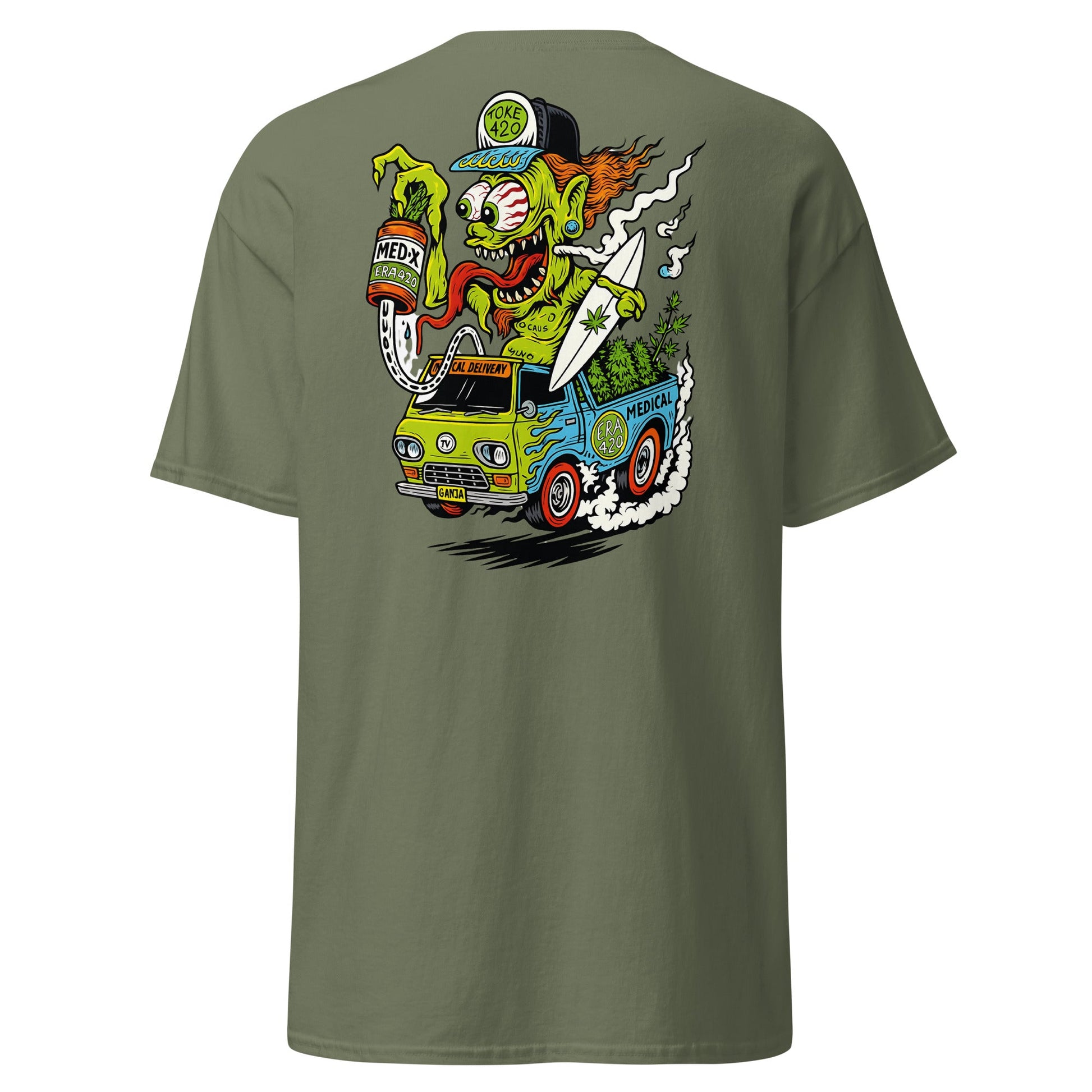 Hot Rod Cannabis Monster T-Shirt - Military Green - T-Shirts Online