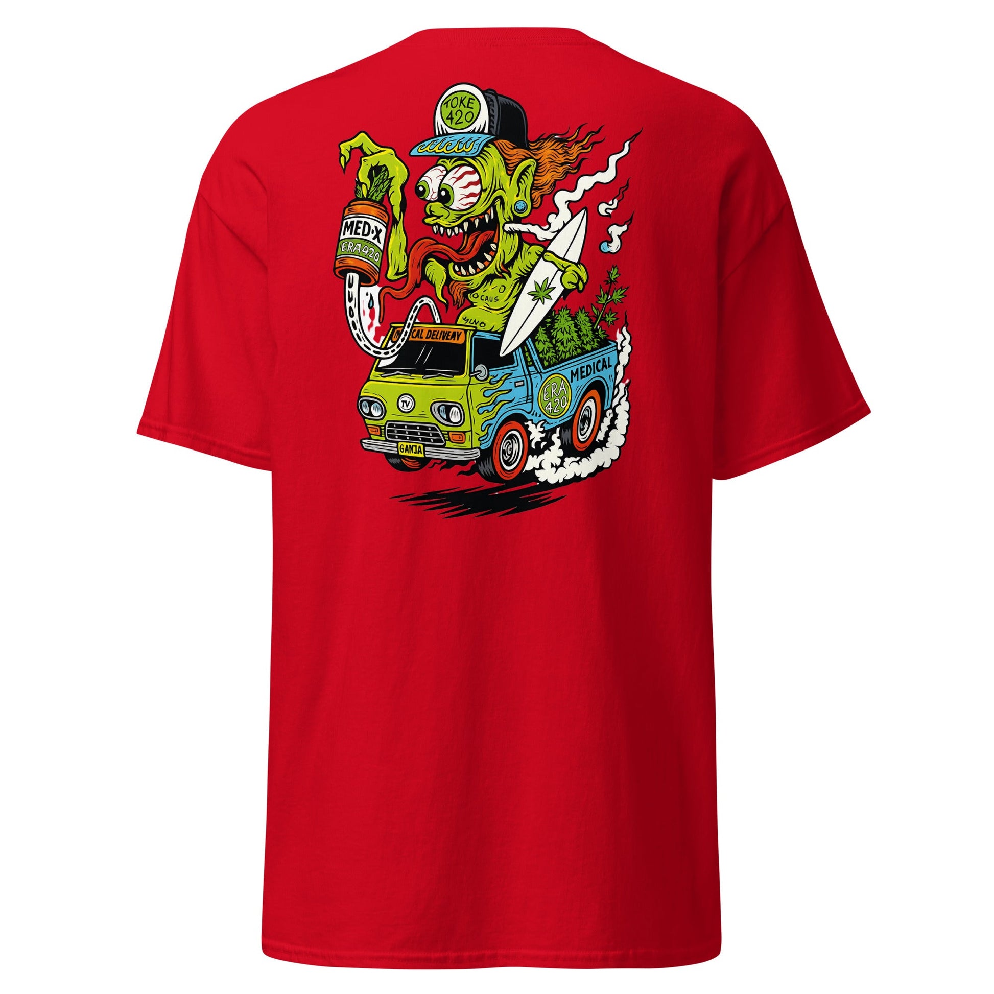 Hot Rod Cannabis Monster T-Shirt - Red - T-Shirts Online