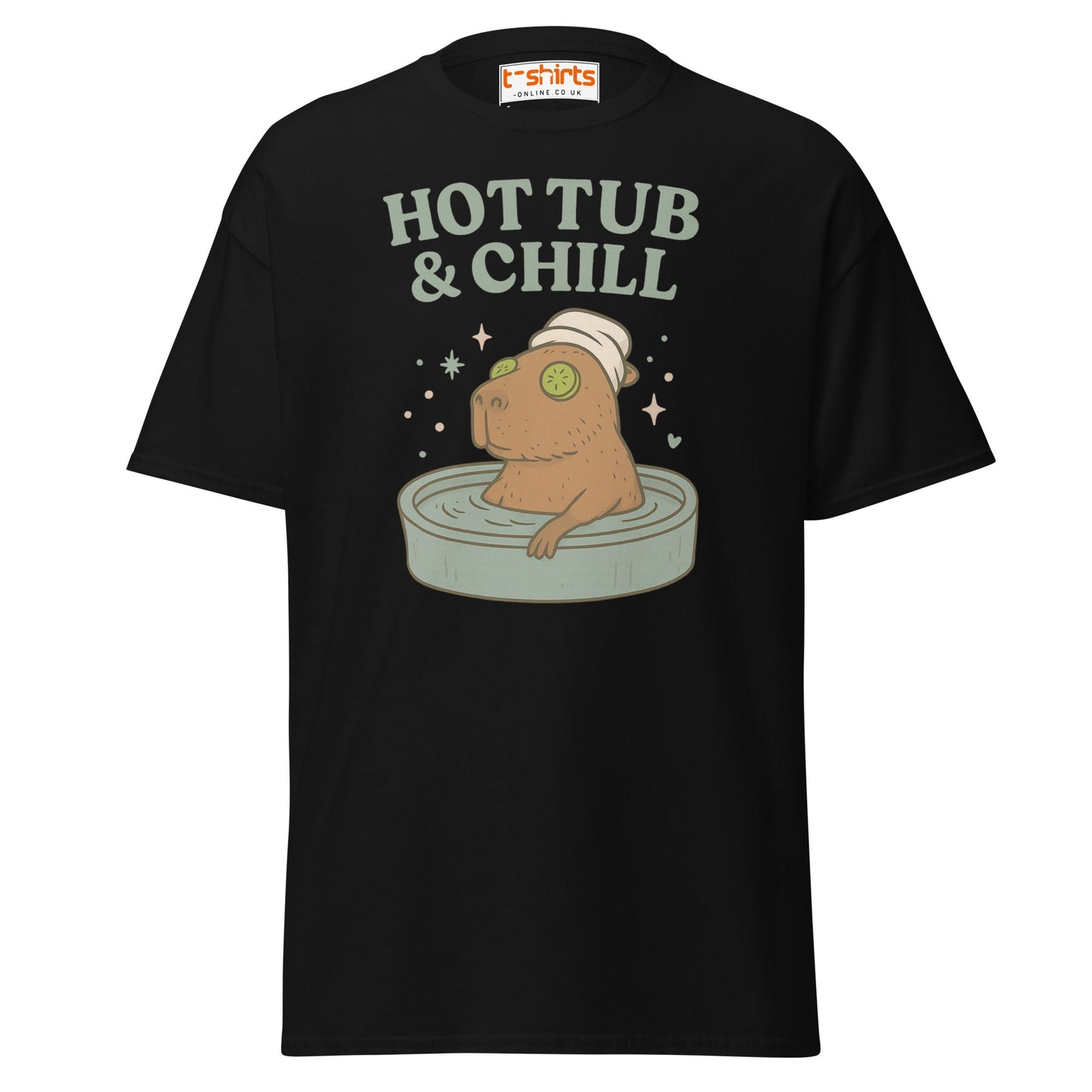 Hot Tub & Chill T-Shirt – Funny Capybara Spa Tee - Black - T-Shirts Online