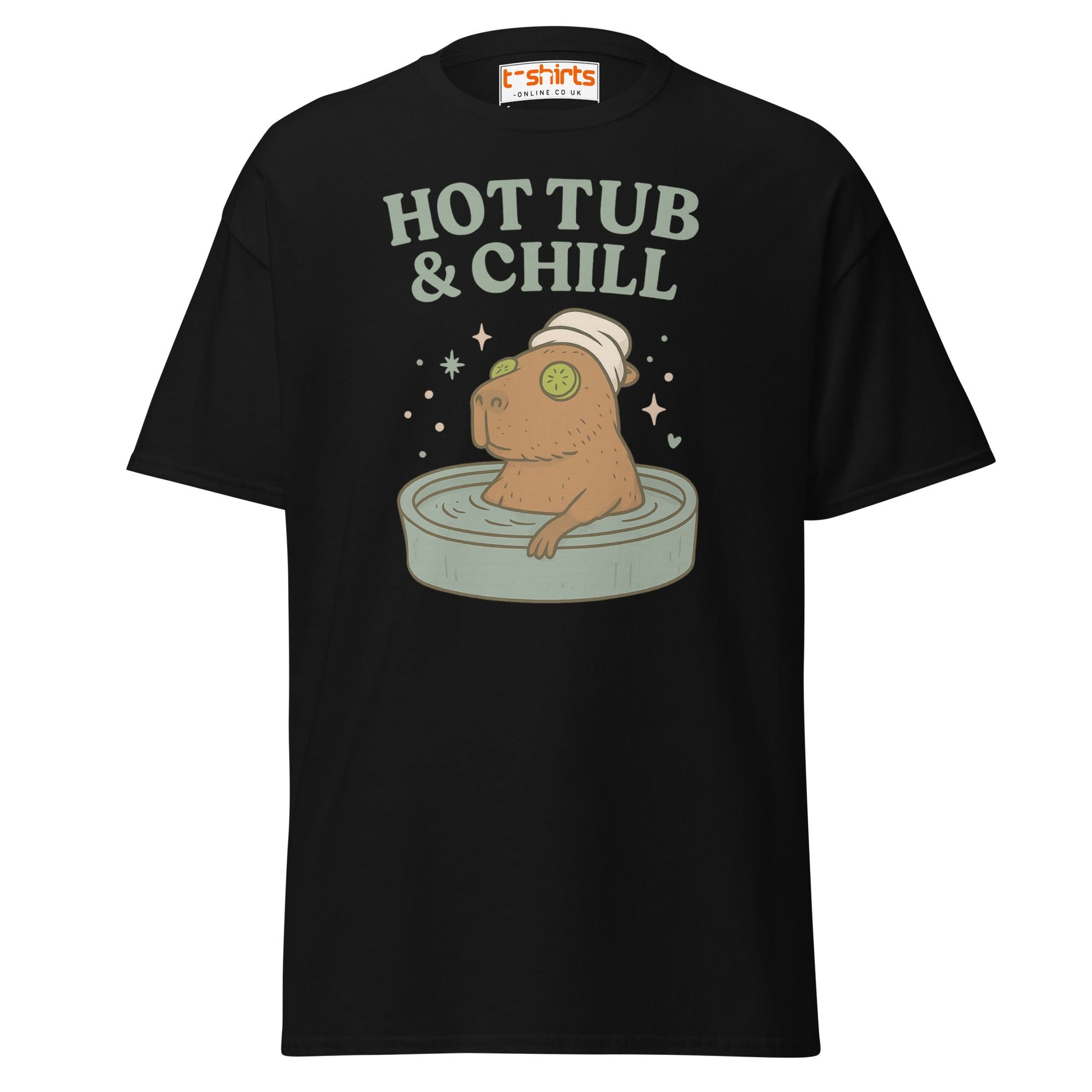 Hot Tub & Chill T-Shirt – Funny Capybara Spa Tee - Black - T-Shirts Online