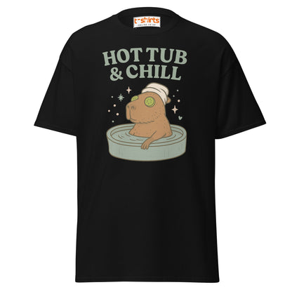 Hot Tub & Chill T-Shirt – Funny Capybara Spa Tee - Black - T-Shirts Online