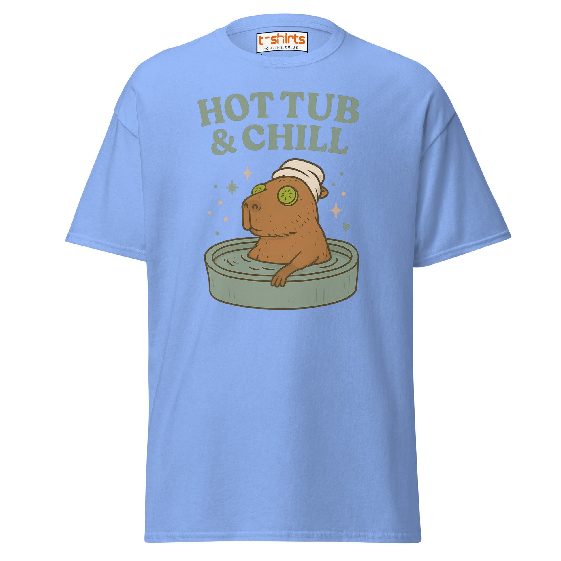 Hot Tub & Chill T-Shirt – Funny Capybara Spa Tee - Carolina Blue - T-Shirts Online