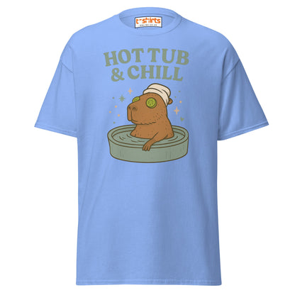 Hot Tub & Chill T-Shirt – Funny Capybara Spa Tee - Carolina Blue - T-Shirts Online