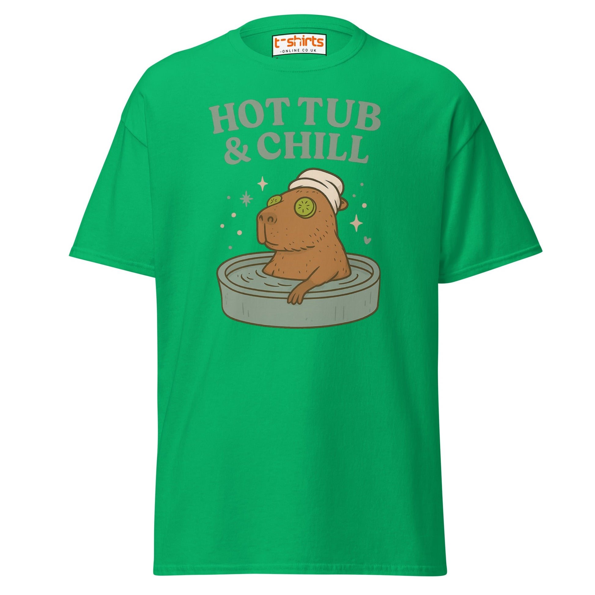 Hot Tub & Chill T-Shirt – Funny Capybara Spa Tee - Irish Green - T-Shirts Online