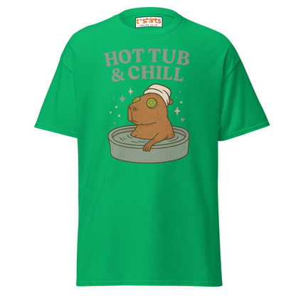 Hot Tub & Chill T-Shirt – Funny Capybara Spa Tee - Irish Green - T-Shirts Online
