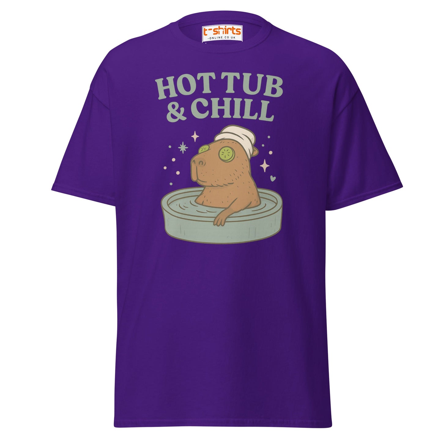 Hot Tub & Chill T-Shirt – Funny Capybara Spa Tee - Purple - T-Shirts Online