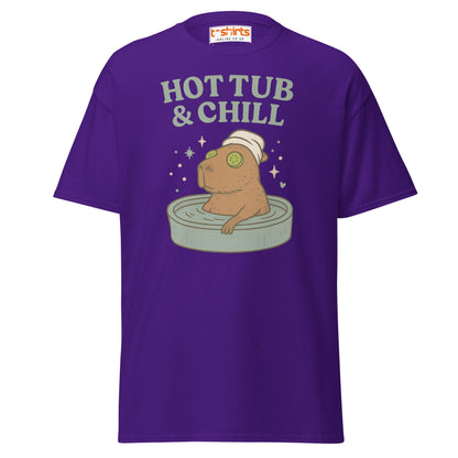 Hot Tub & Chill T-Shirt – Funny Capybara Spa Tee - Purple - T-Shirts Online