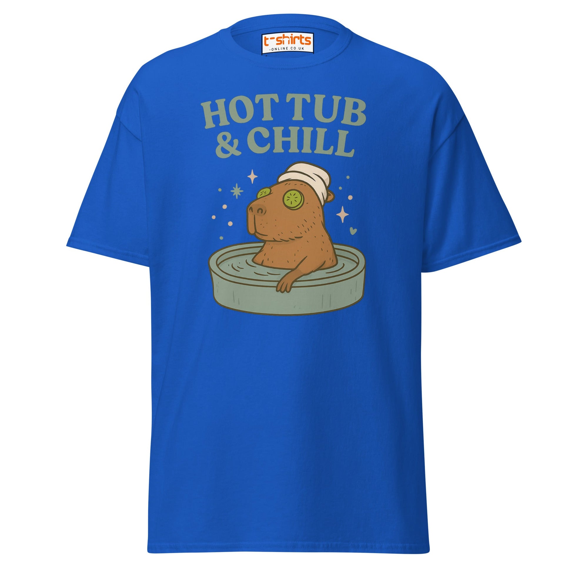 Hot Tub & Chill T-Shirt – Funny Capybara Spa Tee - Royal - T-Shirts Online