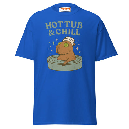 Hot Tub & Chill T-Shirt – Funny Capybara Spa Tee - Royal - T-Shirts Online