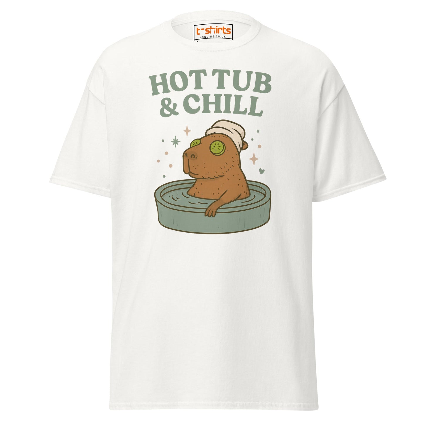 Hot Tub & Chill T-Shirt – Funny Capybara Spa Tee - White - T-Shirts Online