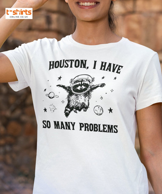 Houston So Many Problems Funny Space T-Shirt - Red - T-Shirts Online