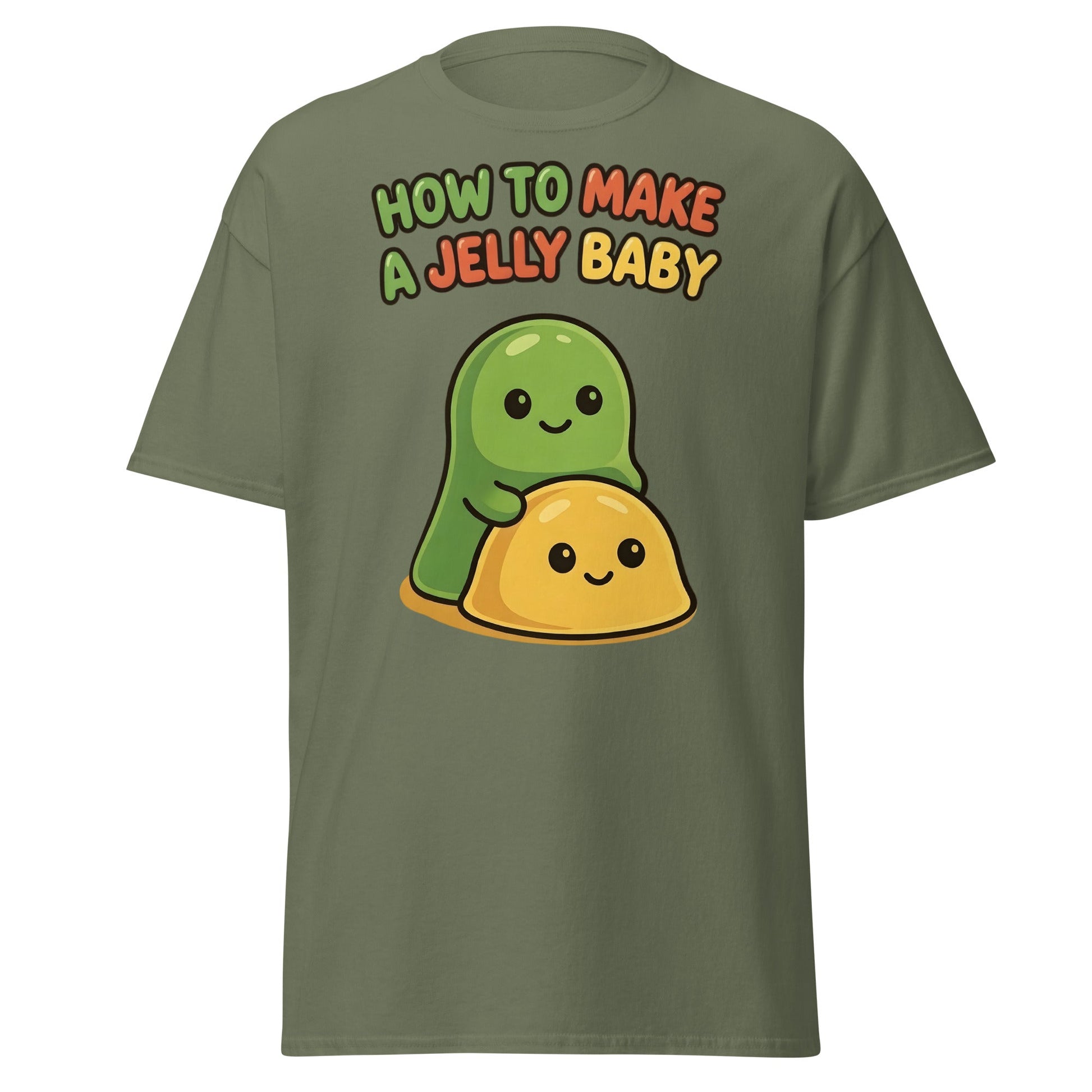 How to Make a Jelly Baby T-Shirt - Funny Cute Cartoon Tee - Military Green - T-Shirts Online