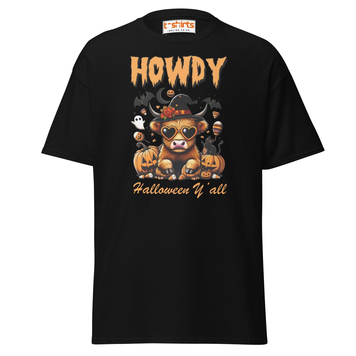 Howdy Highland Cow Halloween T-Shirt - Black - T-Shirts Online