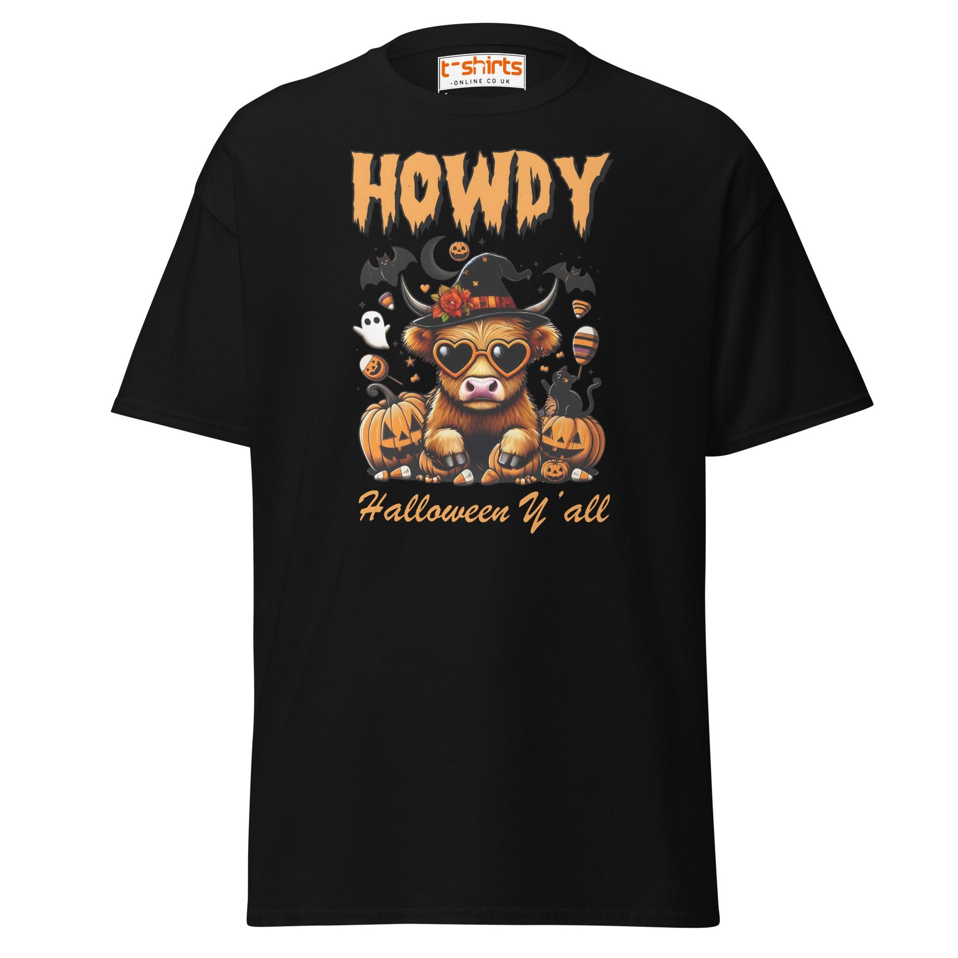 Howdy Highland Cow Halloween T-Shirt - Black - T-Shirts Online