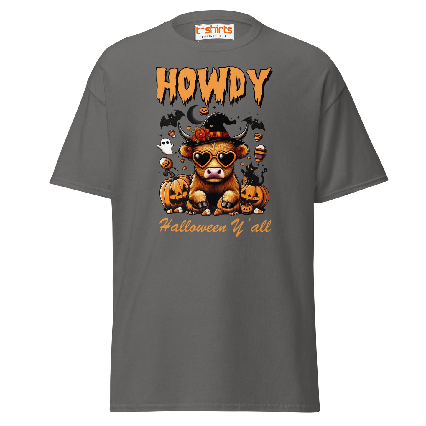 Howdy Highland Cow Halloween T-Shirt - Charcoal - T-Shirts Online