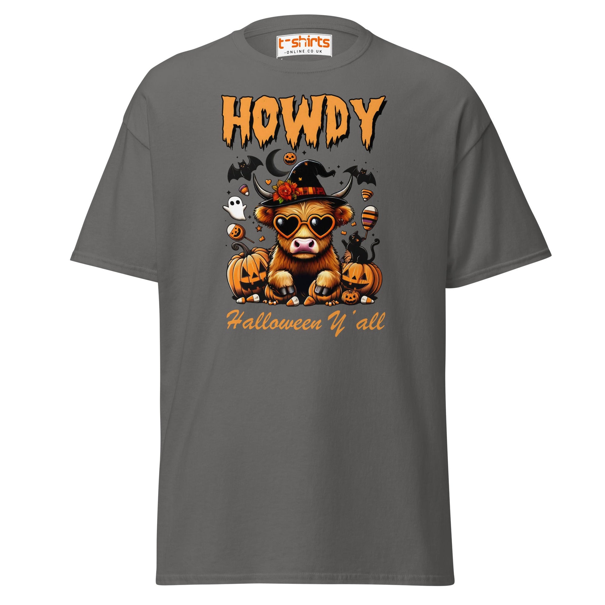 Howdy Highland Cow Halloween T-Shirt - Charcoal - T-Shirts Online