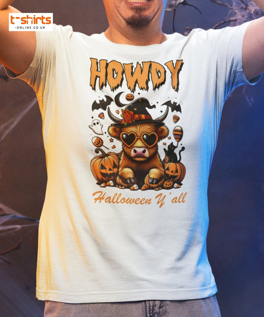 Howdy Highland Cow Halloween T-Shirt - Maroon - T-Shirts Online