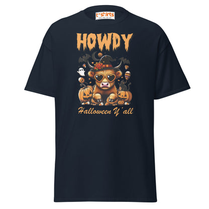 Howdy Highland Cow Halloween T-Shirt - Navy - T-Shirts Online