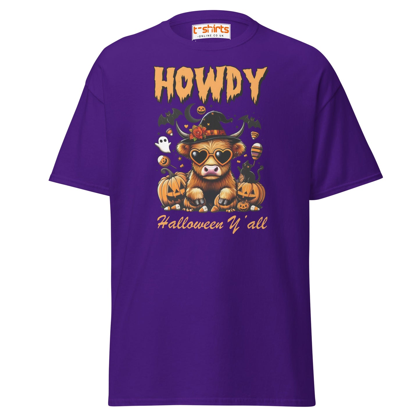 Howdy Highland Cow Halloween T-Shirt - Purple - T-Shirts Online