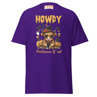 Howdy Highland Cow Halloween T-Shirt - Purple - T-Shirts Online