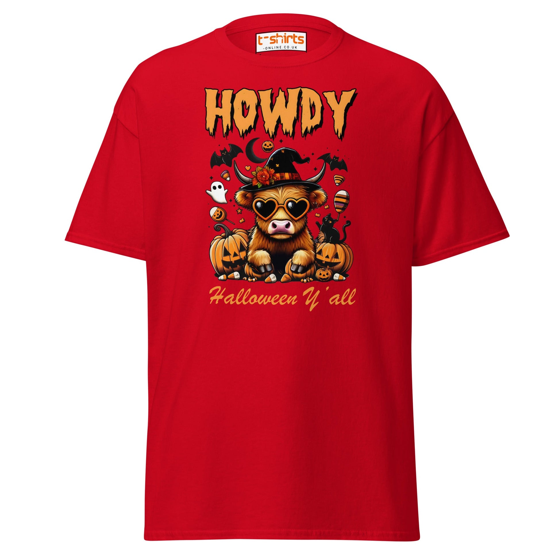 Howdy Highland Cow Halloween T-Shirt - Red - T-Shirts Online